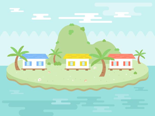 Férias de Verão, poster da Ilha Resort vetor