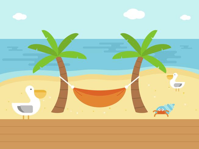 Férias de verão, rede na praia vector