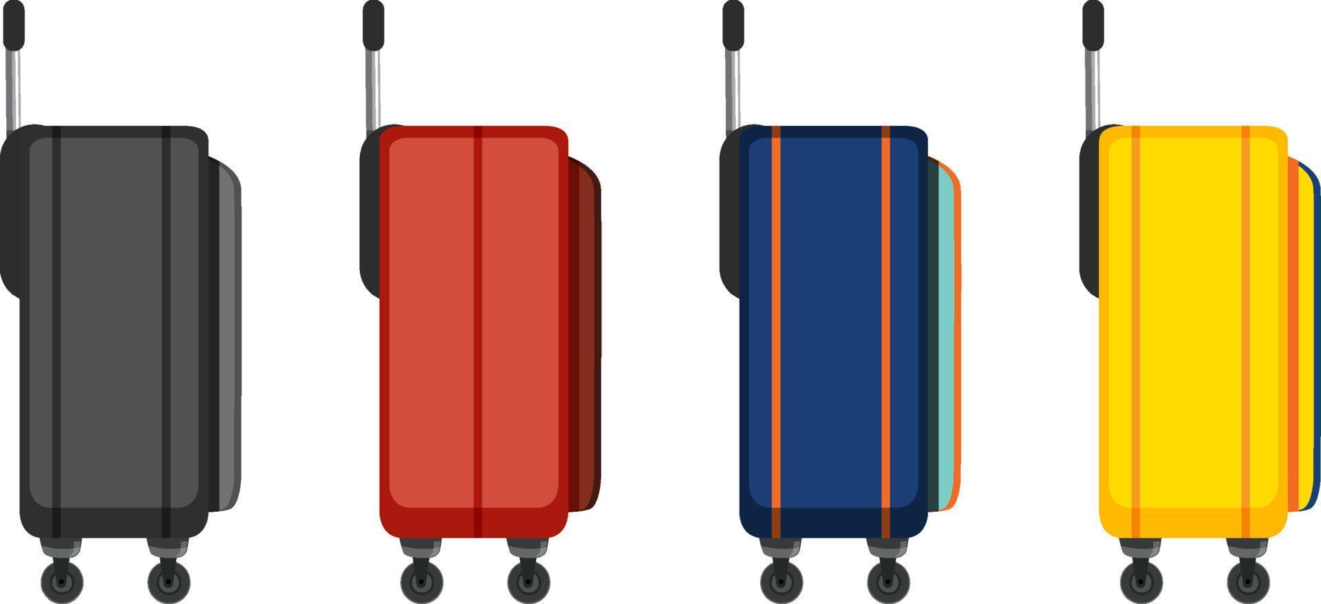 coleção de malas de carrinho de cores diferentes vetor