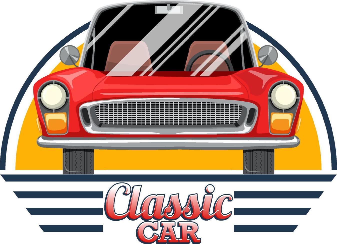 logotipo de carro clássico com carro clássico em fundo branco vetor