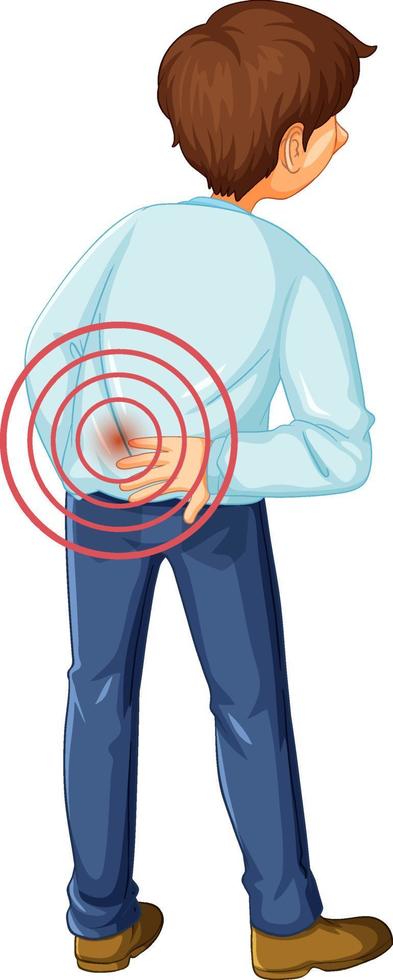 um homem na parte inferior das costas que sofre de espondilite anquilosante vetor