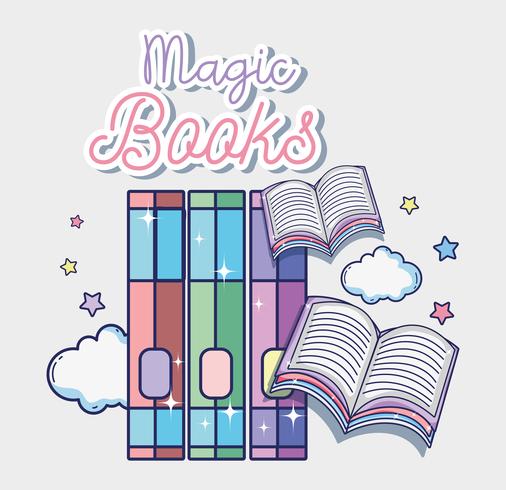 Livros de fantasia e magia vetor