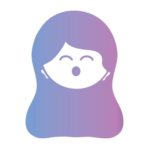 linha avatar mulher cabeça com design de penteado vetor