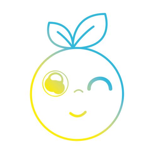 linha kawaii bonito laranja fruta feliz vetor