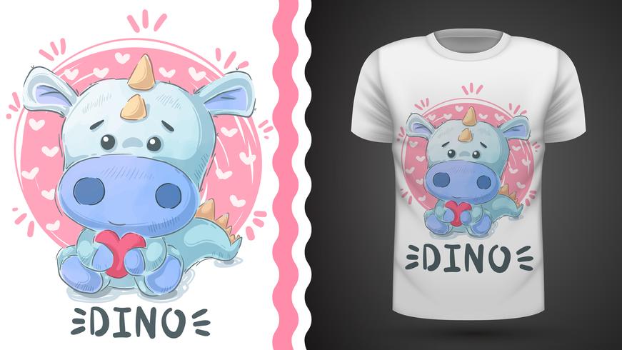 Dino bonito - ideia para o t-shirt da cópia. vetor