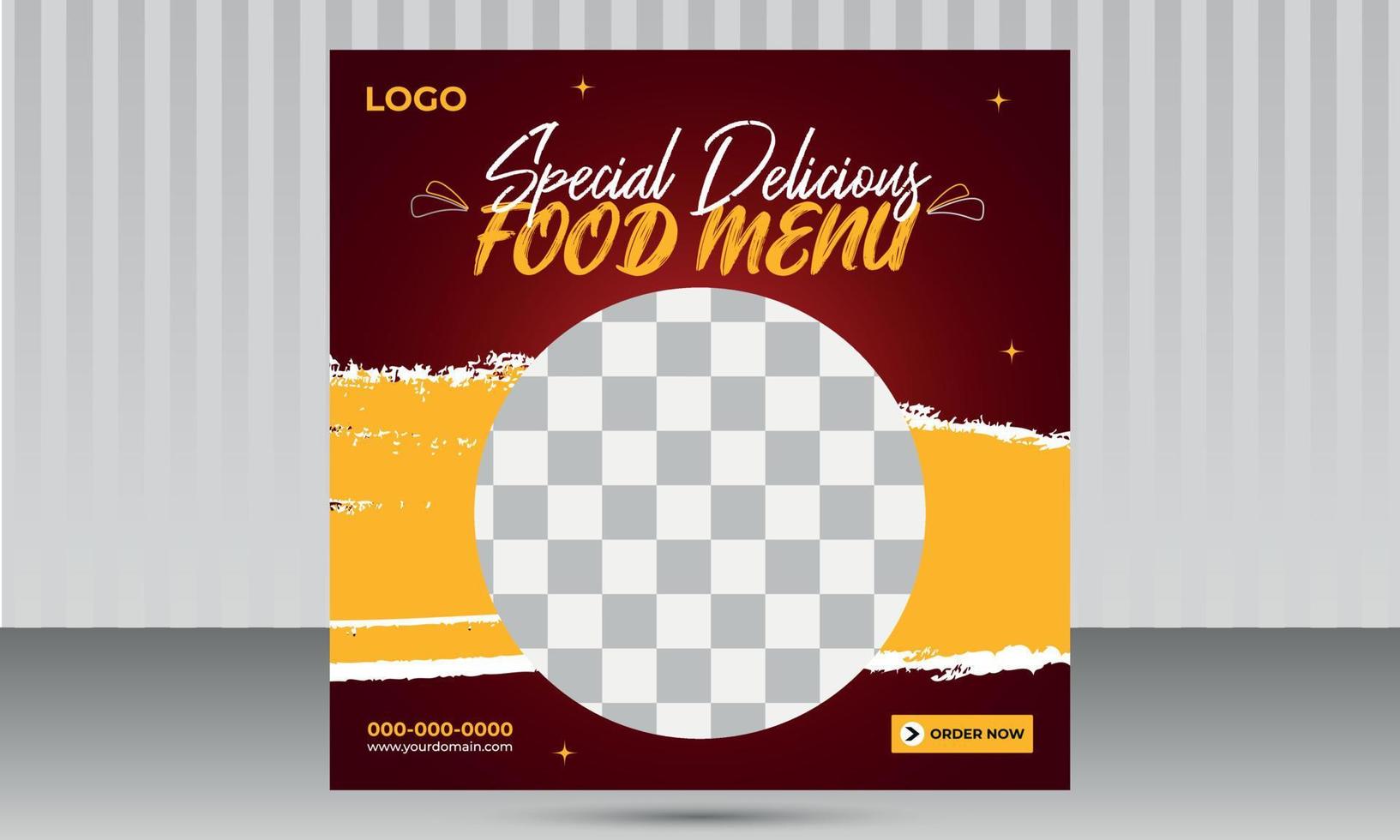 banner de menu de comida design de postagem de mídia social para mídia social e instagram vetor