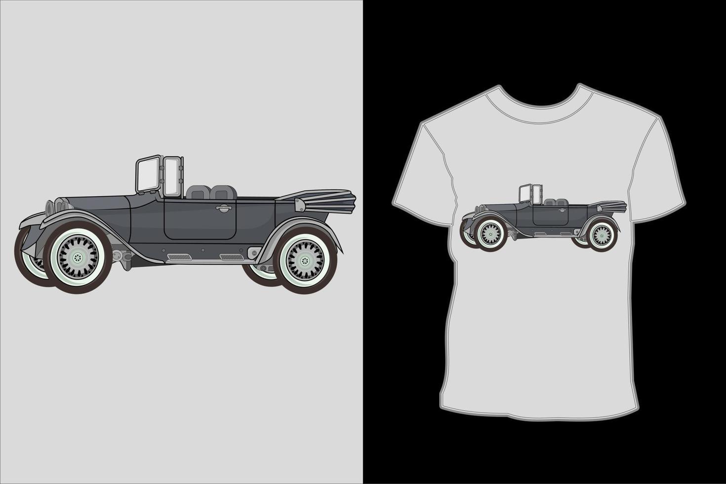 design de camiseta de ilustração retrô de carro 1918 vetor