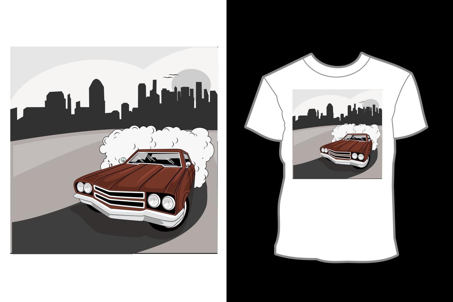 ilustração de carro clássico músculo foguete 88 design de camiseta vetor