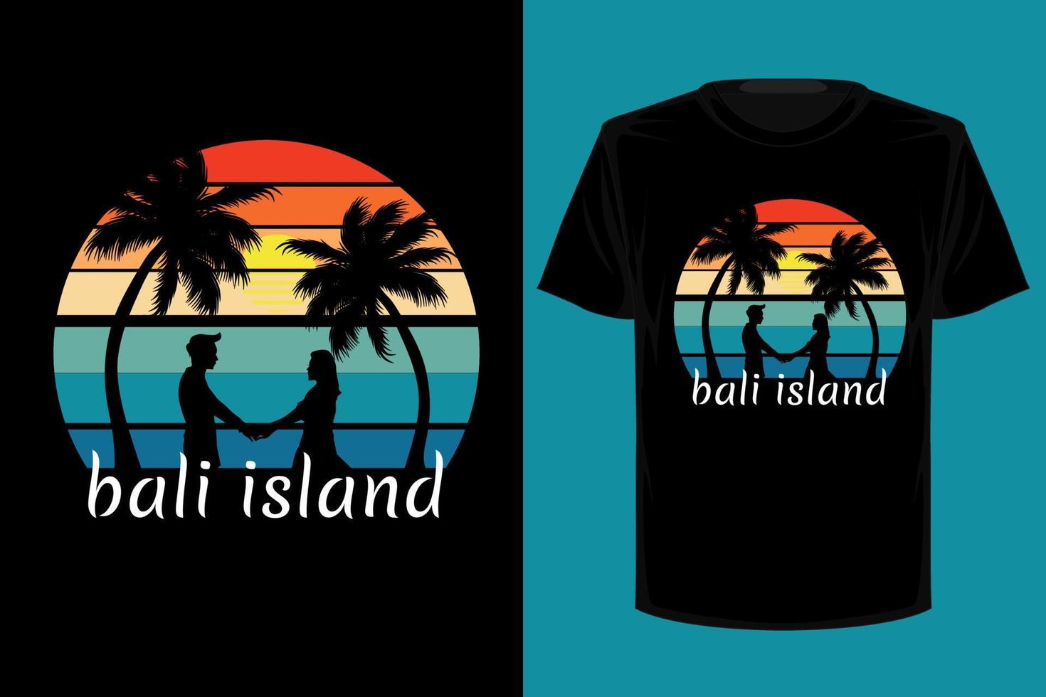 design de camiseta vintage retrô da ilha de bali vetor