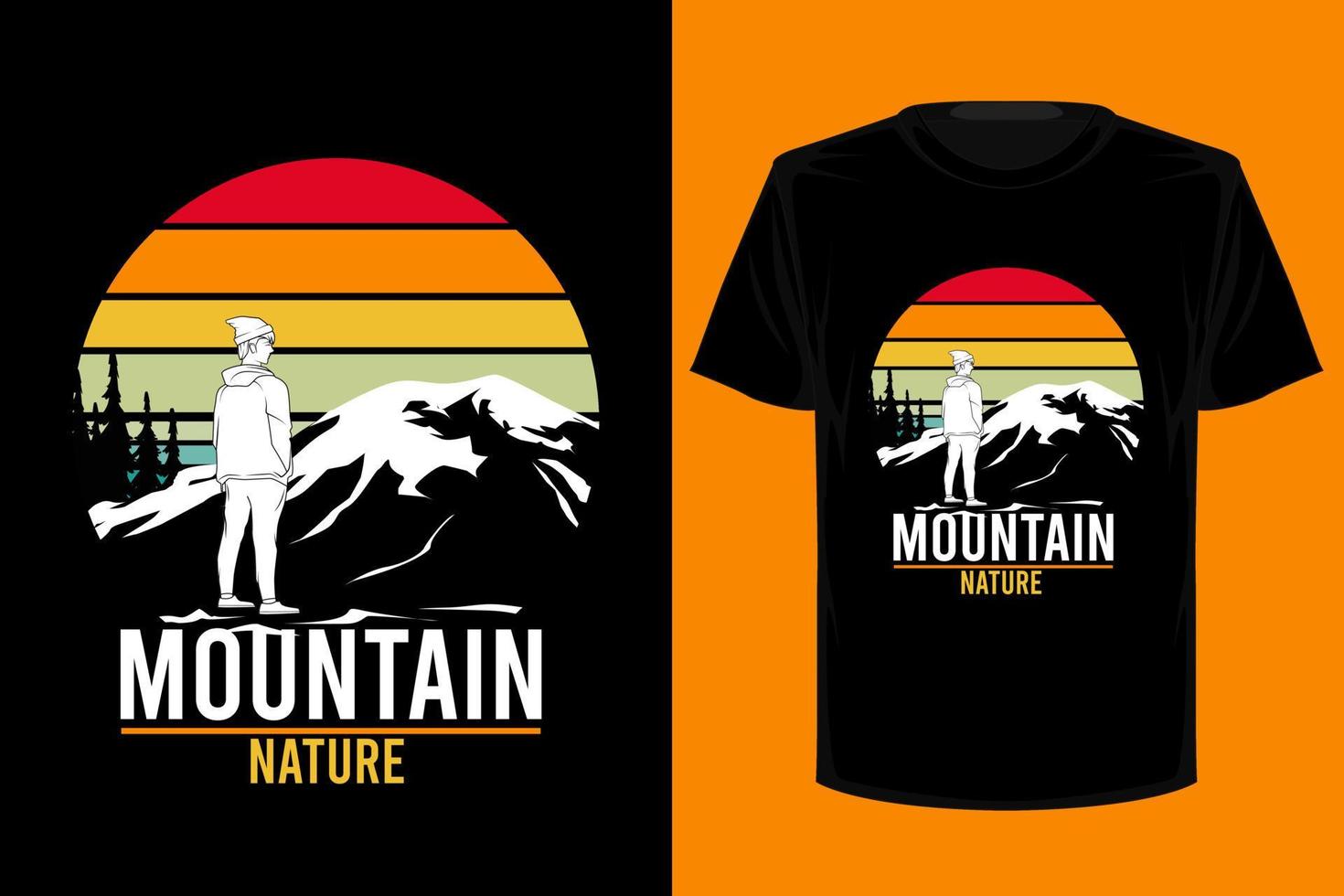design de camiseta vintage retrô de natureza de montanha vetor