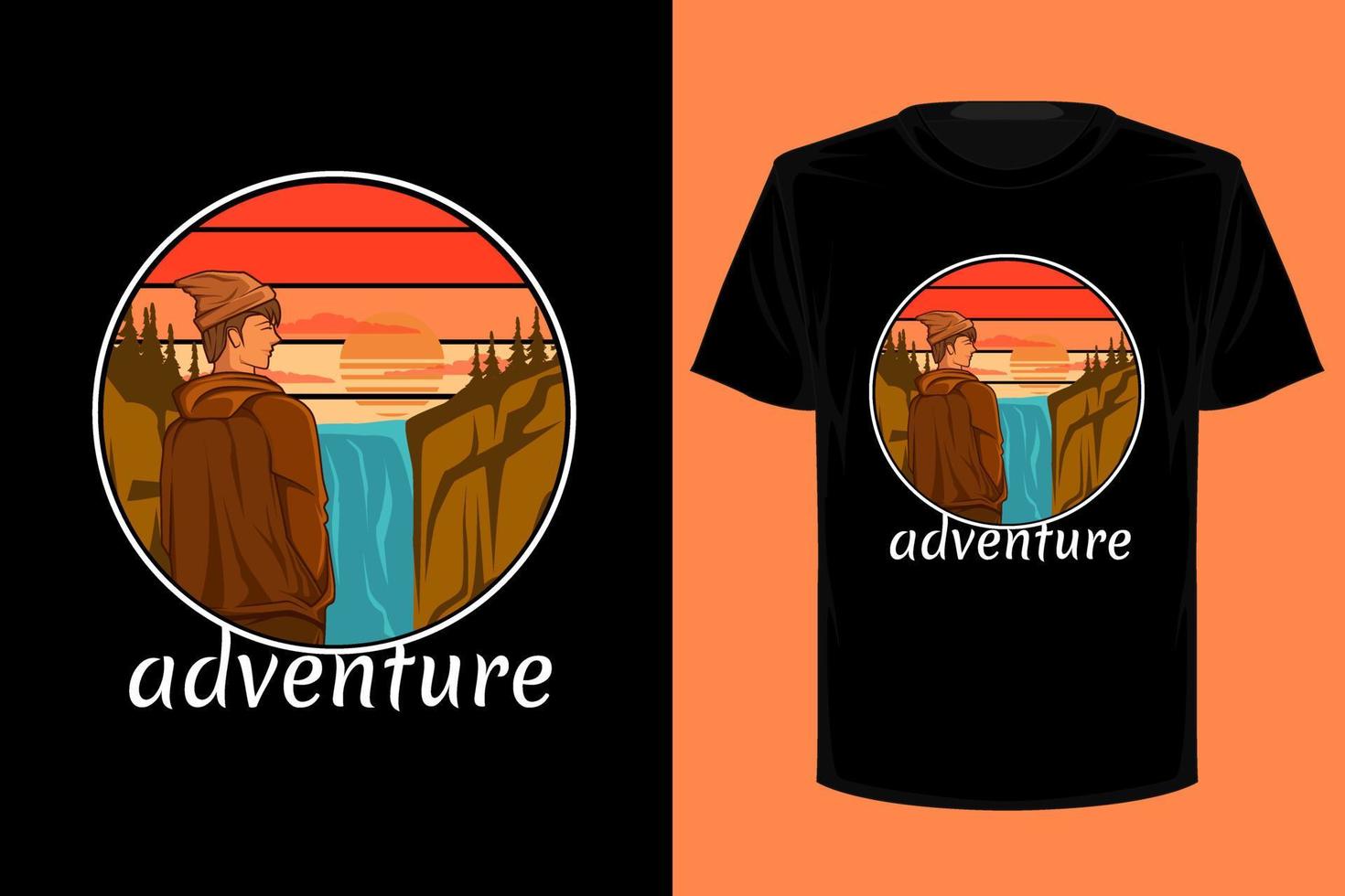 design de camiseta vintage retrô de aventura vetor