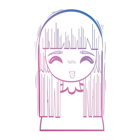 linha beleza anime menina com penteado e blusa vetor