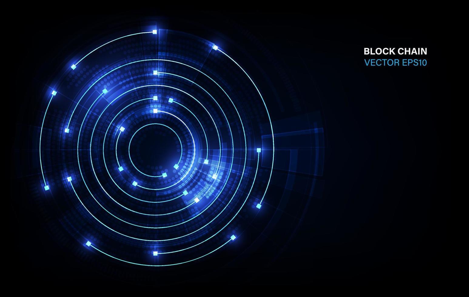 linha de movimento de anel de círculo de rede de cadeia de bloco no conceito de luz azul, ilustração vetorial vetor