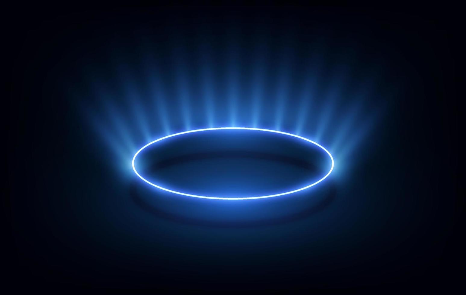 quadro de círculo de luz de néon azul no fundo. ilustração vetorial vetor