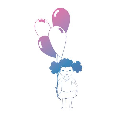 garota de linha com penteado e balões na mão vetor