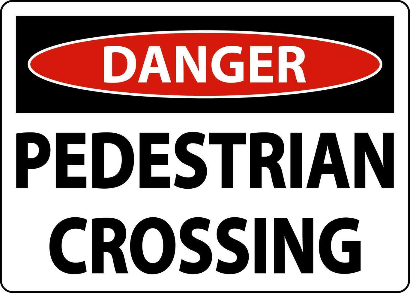 sinal de travessia de pedestres de perigo no fundo branco vetor