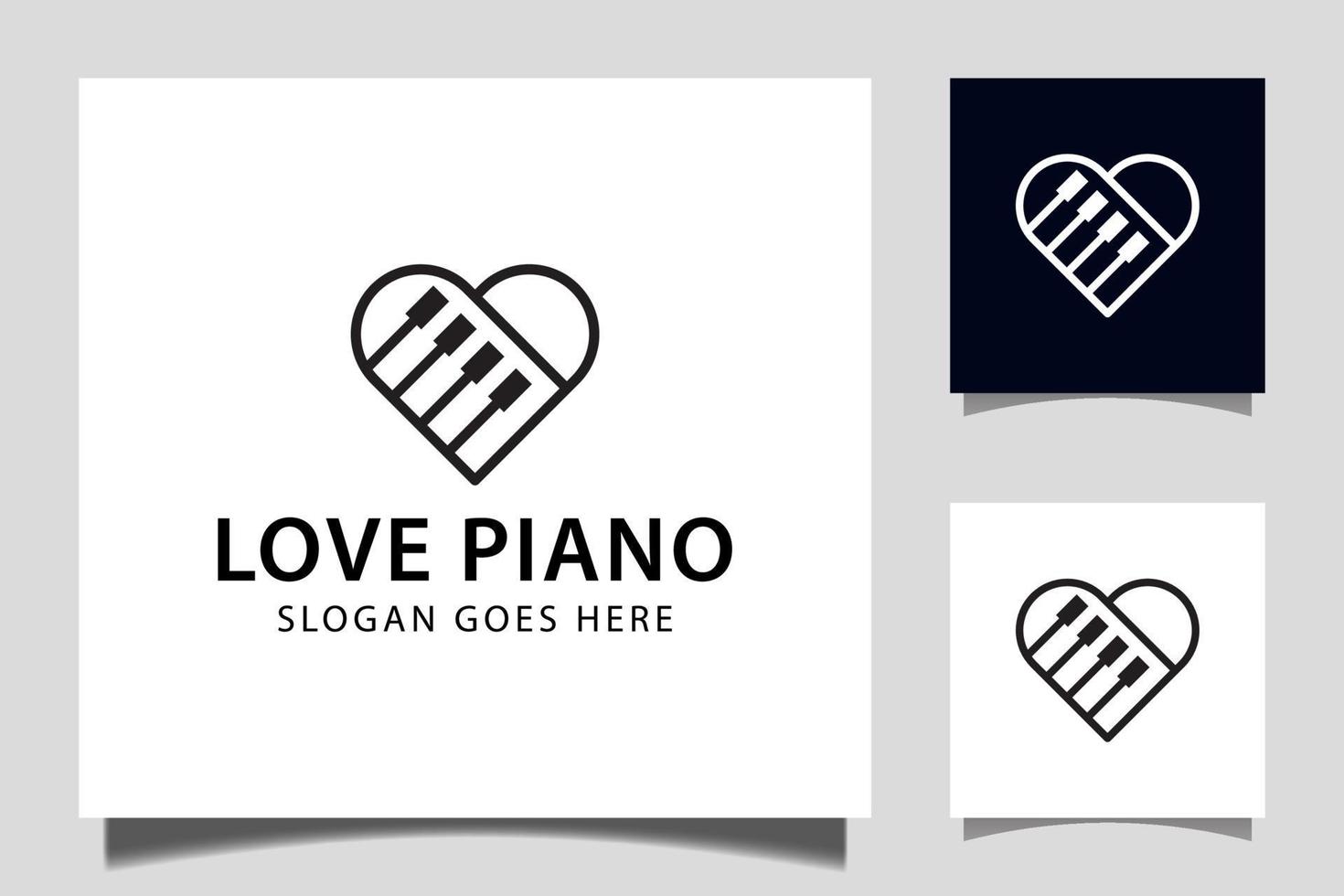 vetor de ícone de símbolo de música de amor de piano de linha simples para design de logotipo de instrumentos musicais de pianista