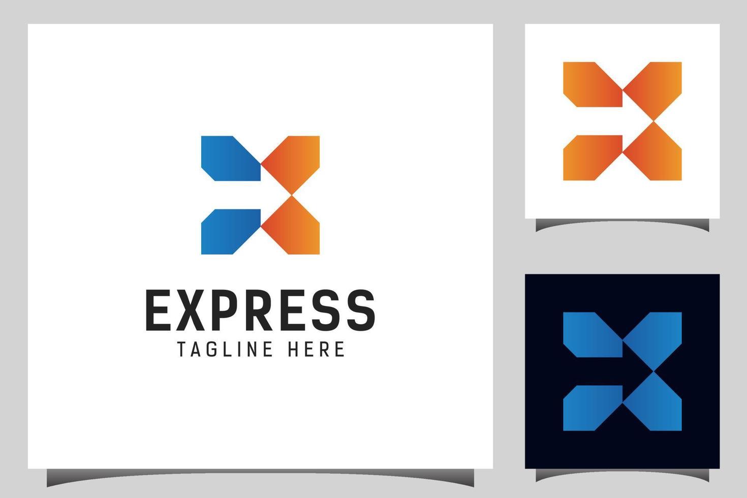 carta x logotipo logístico de entrega com seta para modelo de logotipo de conceito expresso vetor