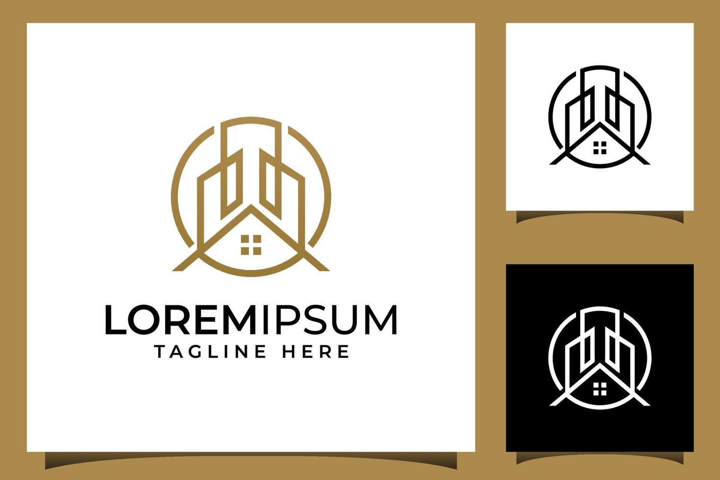 logotipo simples da geometria abstrata da cidade da torre. símbolo de construção de estilo linear ou conceito de ícone para propriedade, hotel, apartamento, logotipo imobiliário vetor