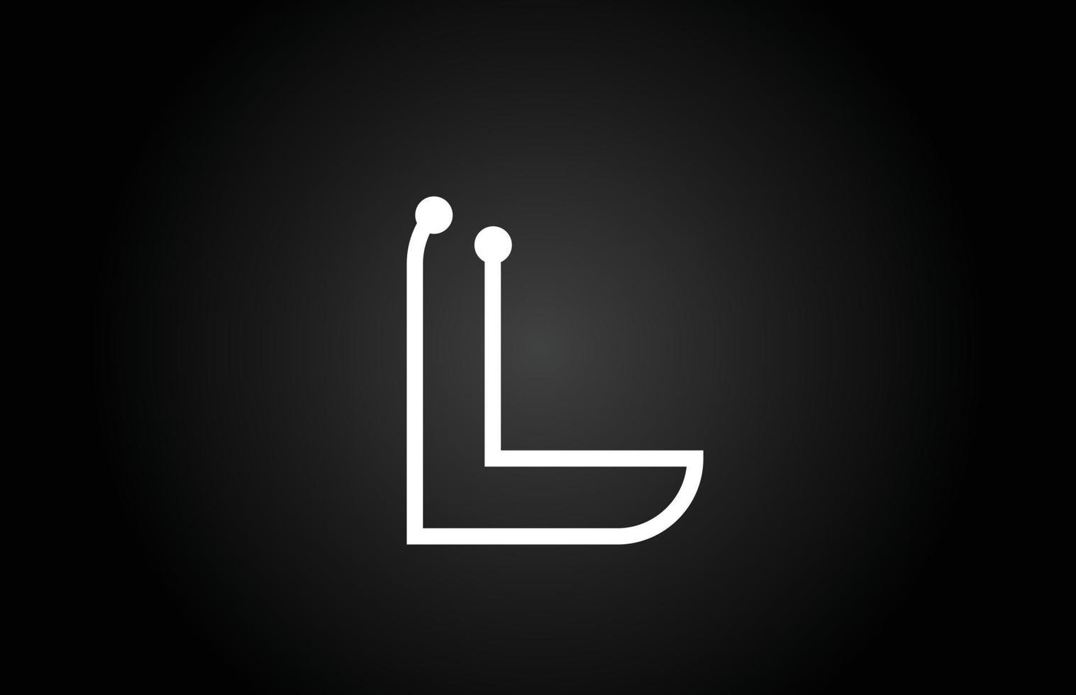 l design do ícone do logotipo da letra do alfabeto com ponto e linha. modelo criativo para negócios vetor