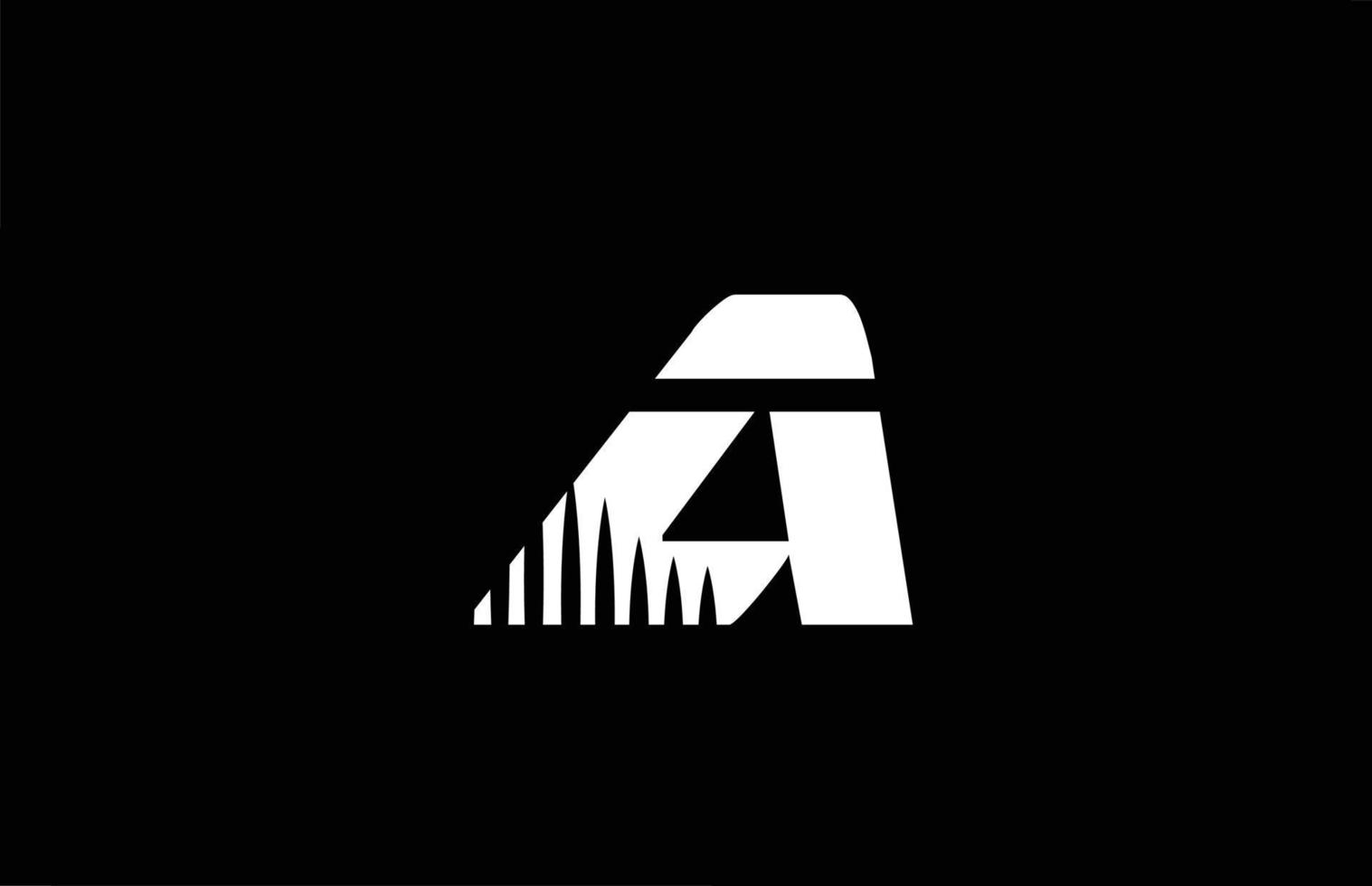 um ícone de logotipo de letra do alfabeto preto e branco com design de picos. modelo criativo para empresa e negócios vetor