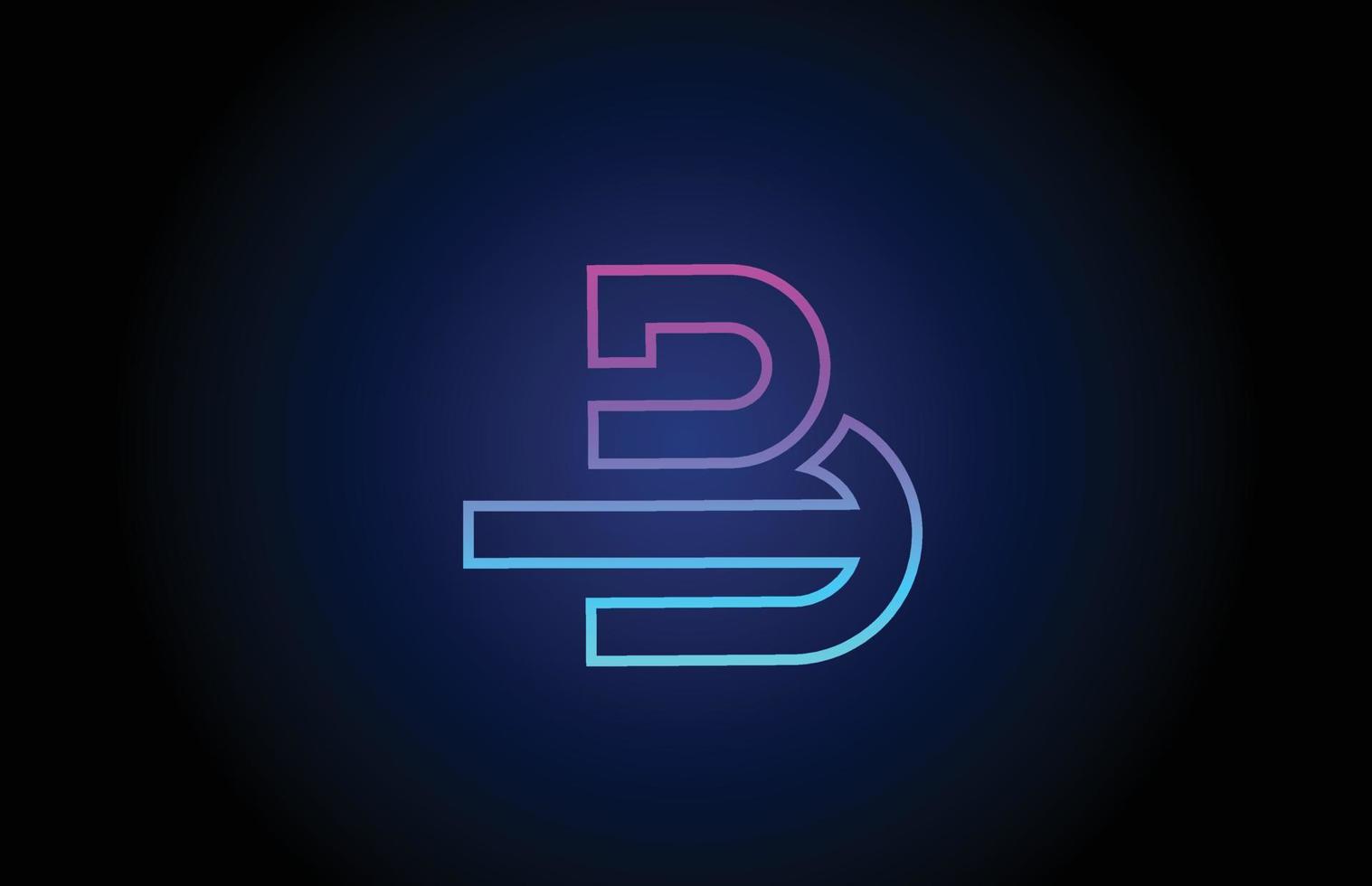 b ícone de design de logotipo de letra do alfabeto com linha. modelo criativo para empresa e negócios em cores azuis rosa vetor