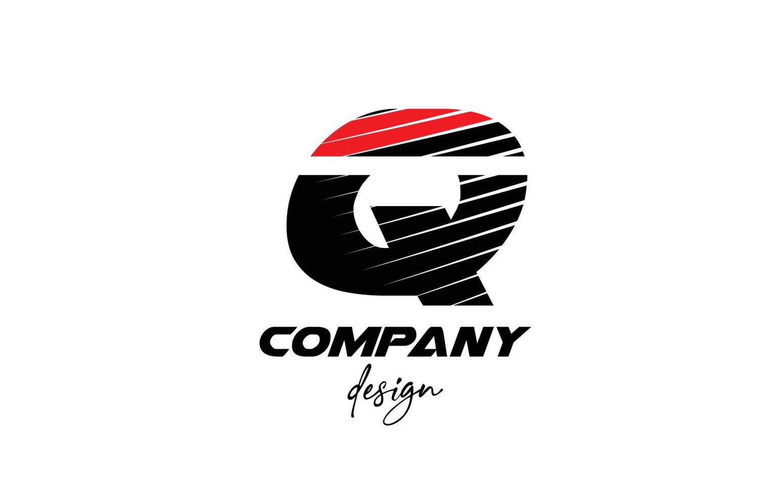 ícone do logotipo da letra do alfabeto q preto e vermelho. design criativo para empresa e negócios com estilo arrojado fatiado vetor