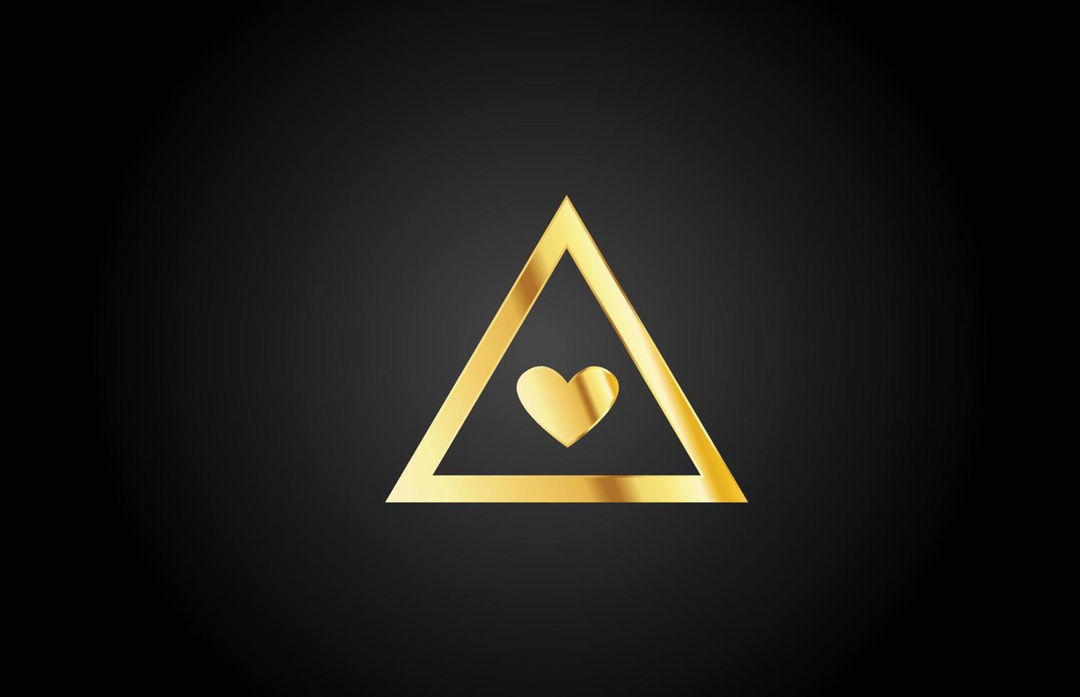 ouro dourado um design de ícone de logotipo de letra de alfabeto de coração de amor. modelo criativo para empresa ou negócio vetor