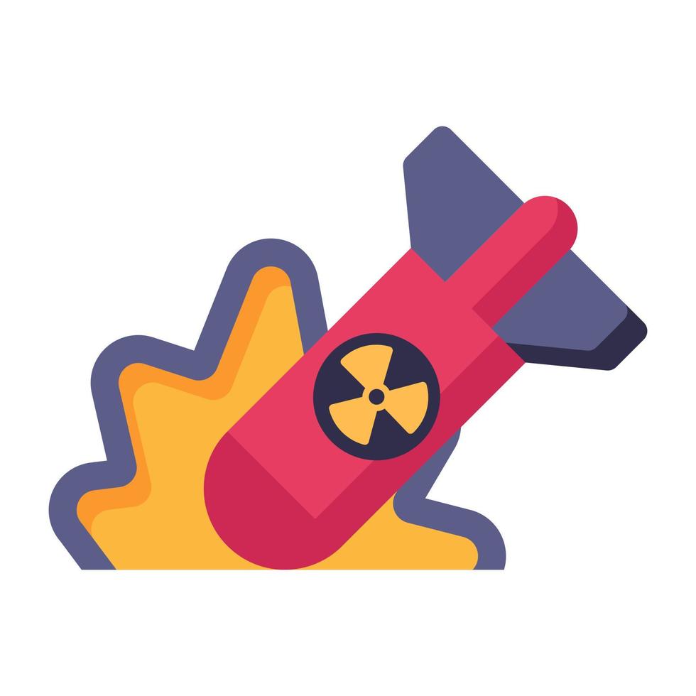 ícone plano de ataque nuclear com gráficos de alta qualidade vetor