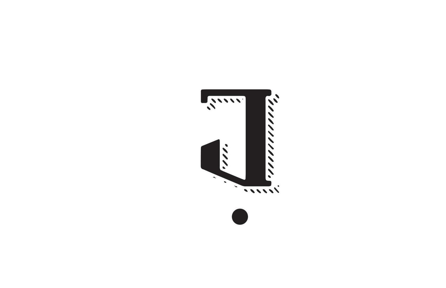 design de logotipo de ícone de letra do alfabeto j preto e branco. modelo criativo para negócios ou empresa vetor