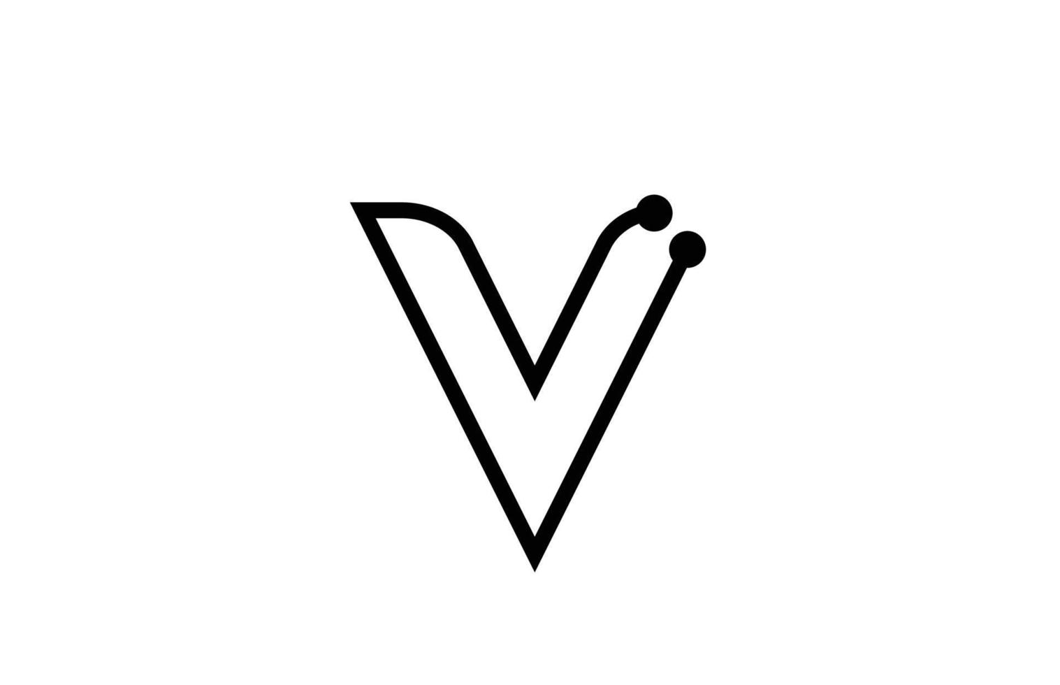 v linha preto e branco alfabeto letra logotipo ícone design com ponto. modelo criativo para negócios e empresa vetor