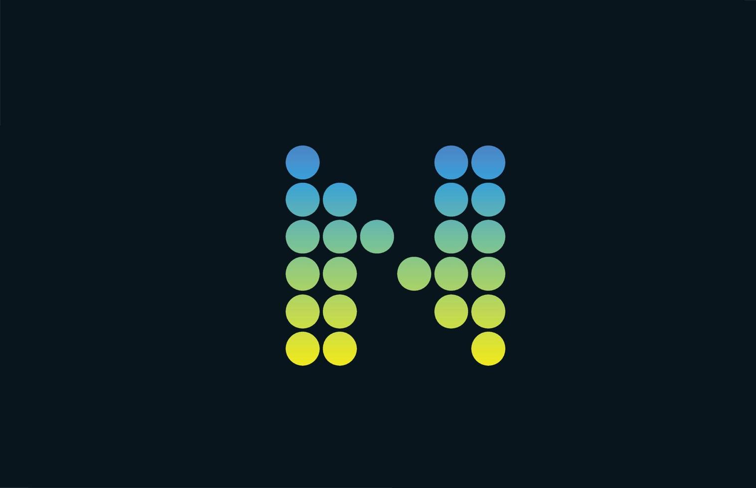 ponto n verde amarelo alfabeto letra logotipo ícone design. modelo criativo para negócios e empresa vetor