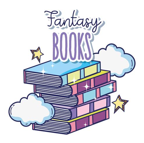 Livros de fantasia e magia vetor