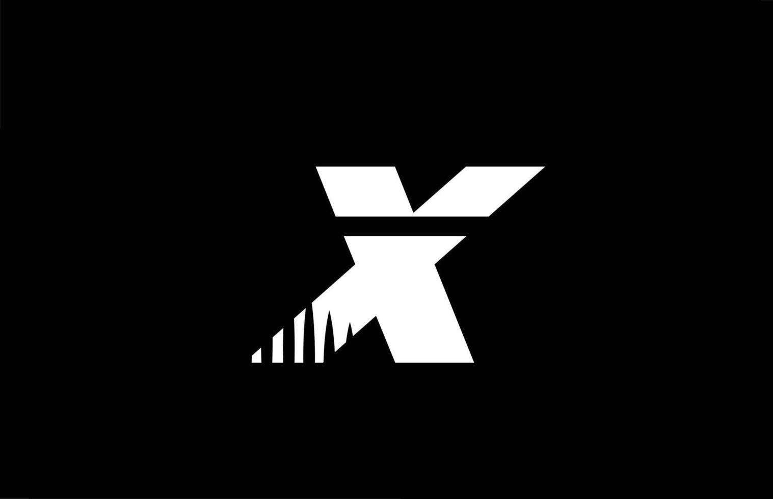 x ícone do logotipo da letra do alfabeto preto e branco com design de picos. modelo criativo para empresa e negócios vetor