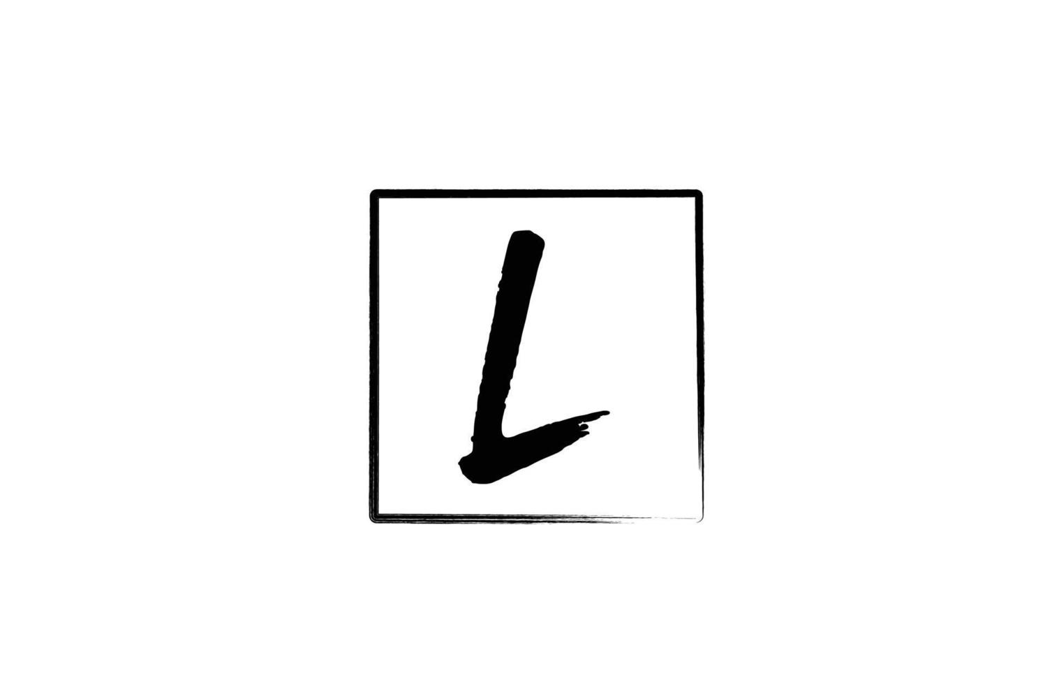 grunge l ícone do logotipo da letra do alfabeto com quadrado. modelo de design criativo para negócios e empresas em branco e preto vetor