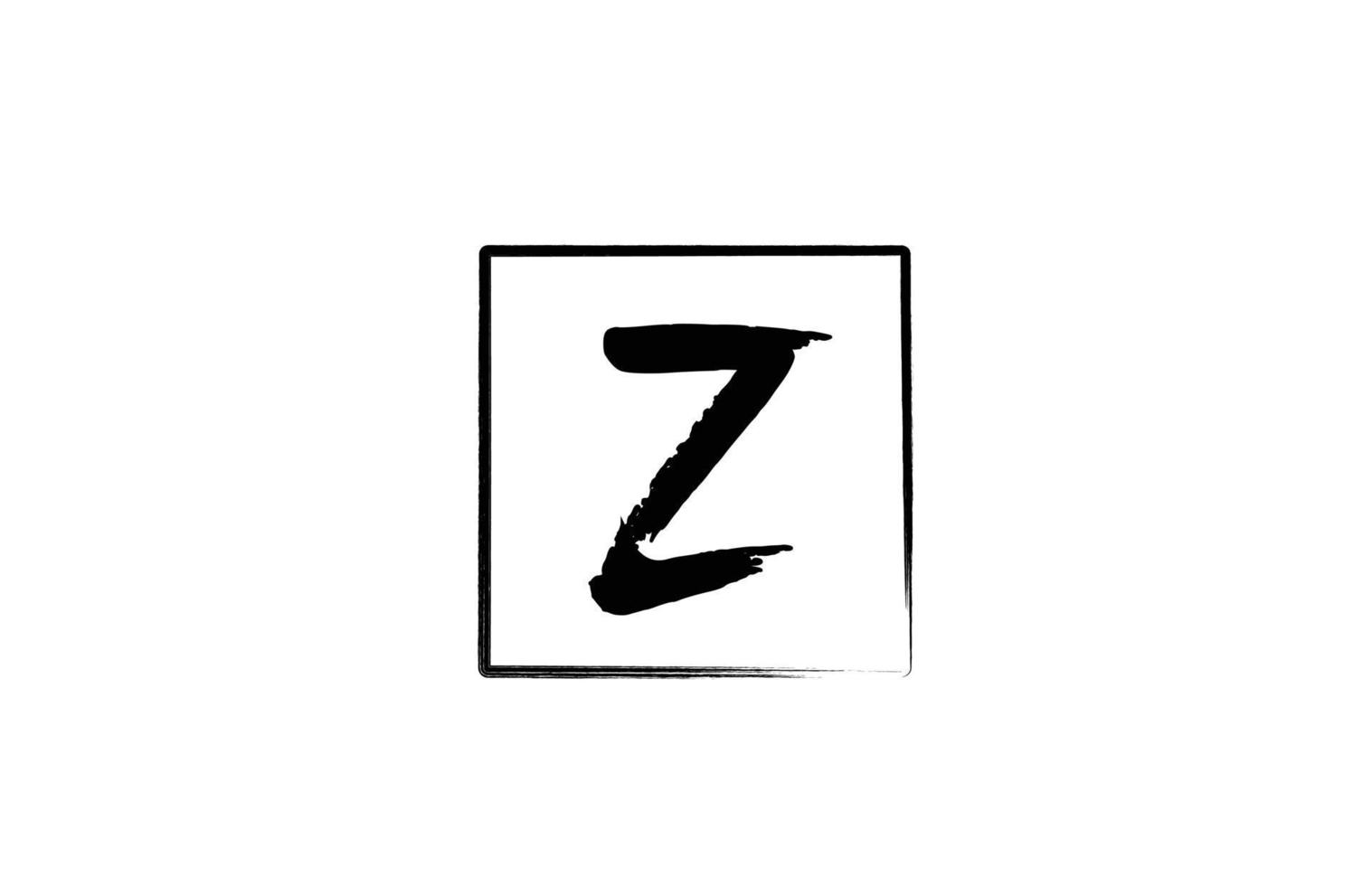 ícone do logotipo da letra do alfabeto grunge z com quadrado. modelo de design criativo para negócios e empresas em branco e preto vetor