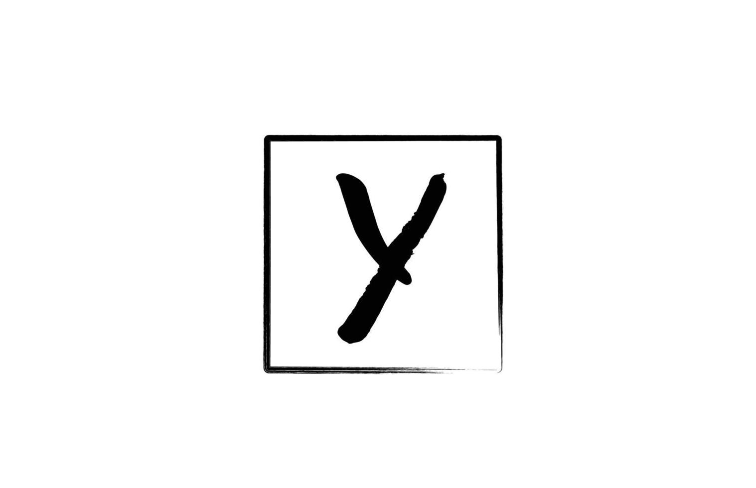grunge y ícone do logotipo da letra do alfabeto com quadrado. modelo de design criativo para negócios e empresas em branco e preto vetor