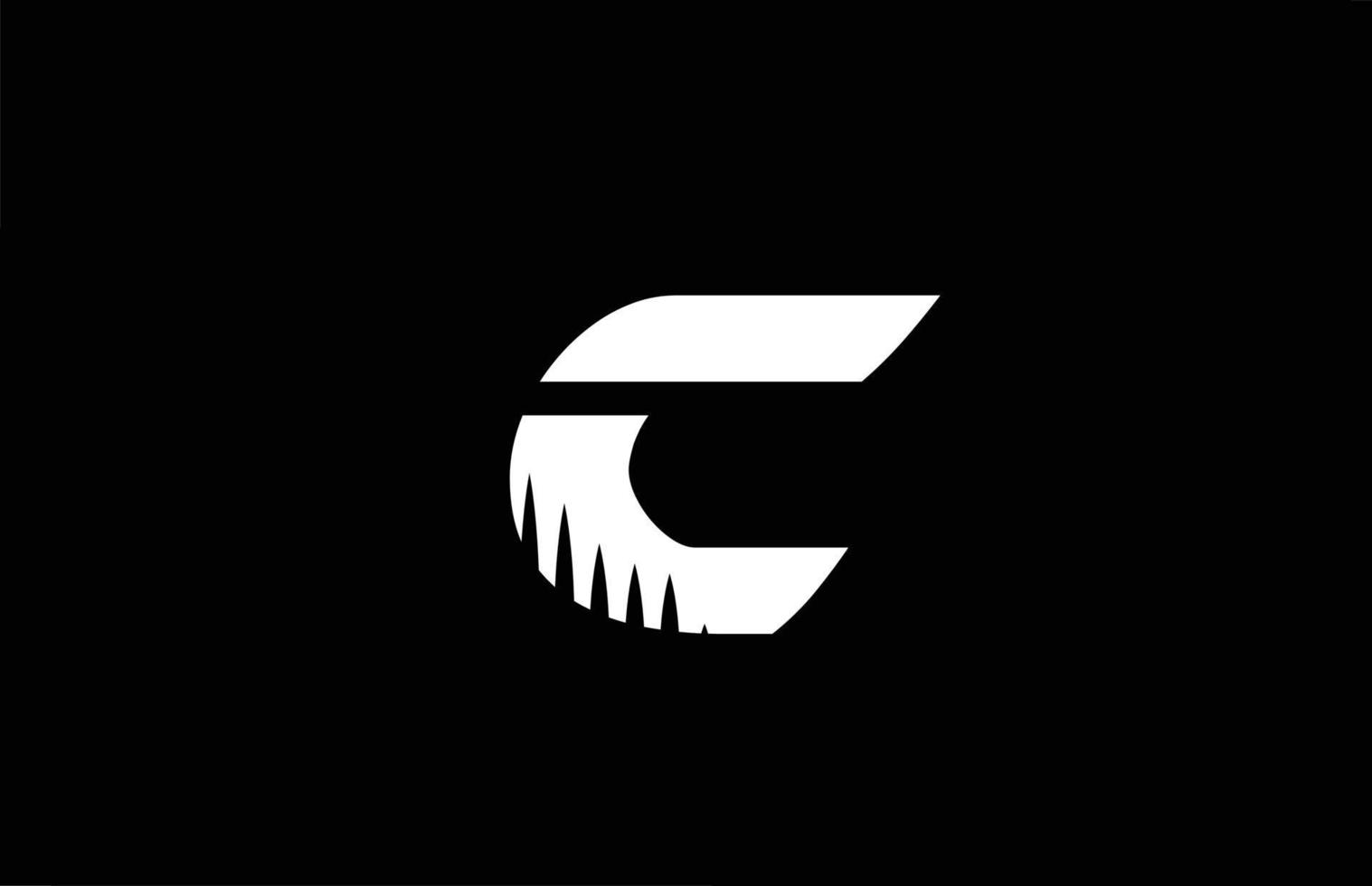 c ícone do logotipo da letra do alfabeto preto e branco com design de picos. modelo criativo para empresa e negócios vetor
