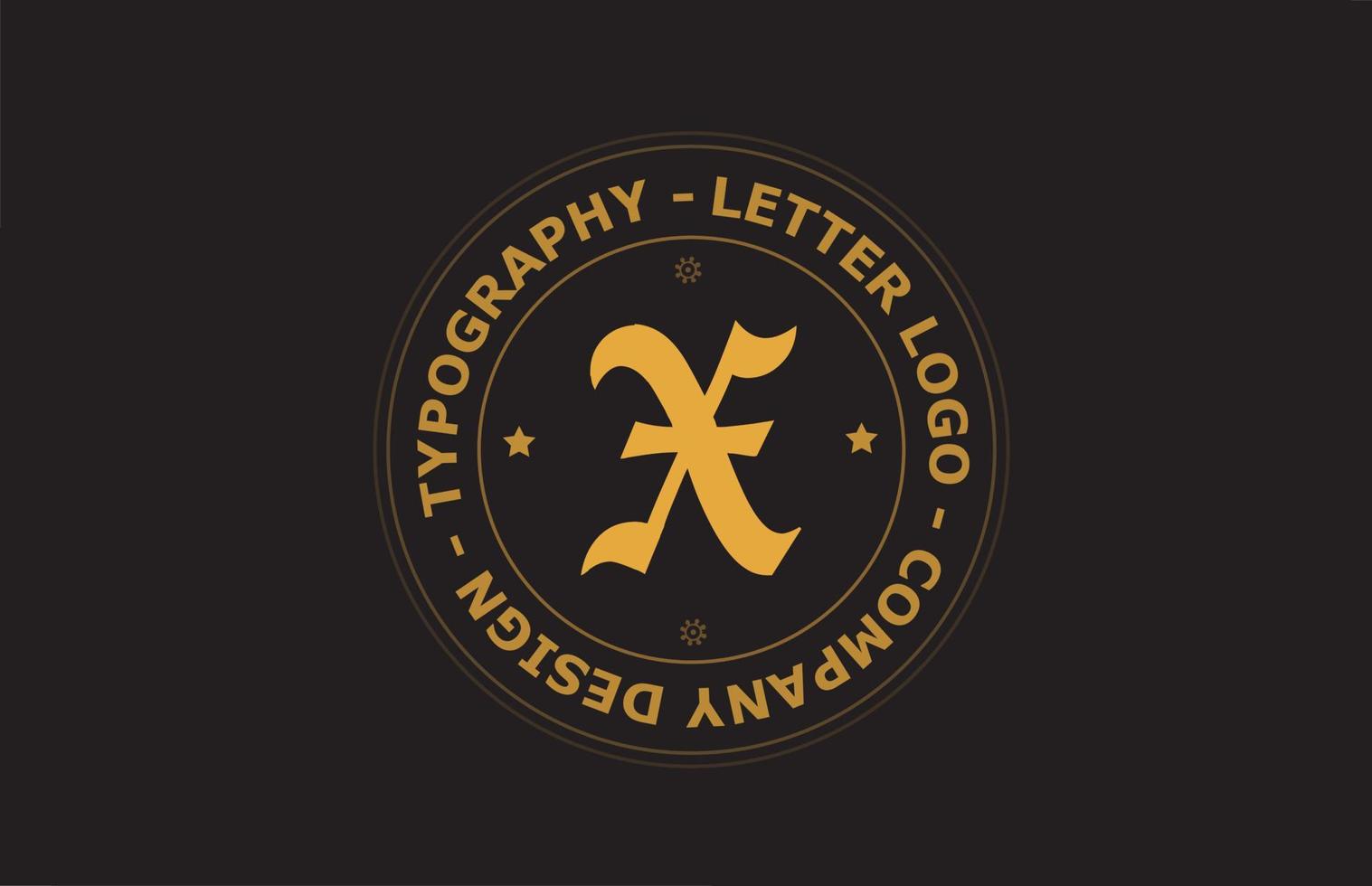 design de ícone do logotipo da letra do alfabeto amarelo marrom x vintage. modelo criativo para crachá e etiqueta vetor