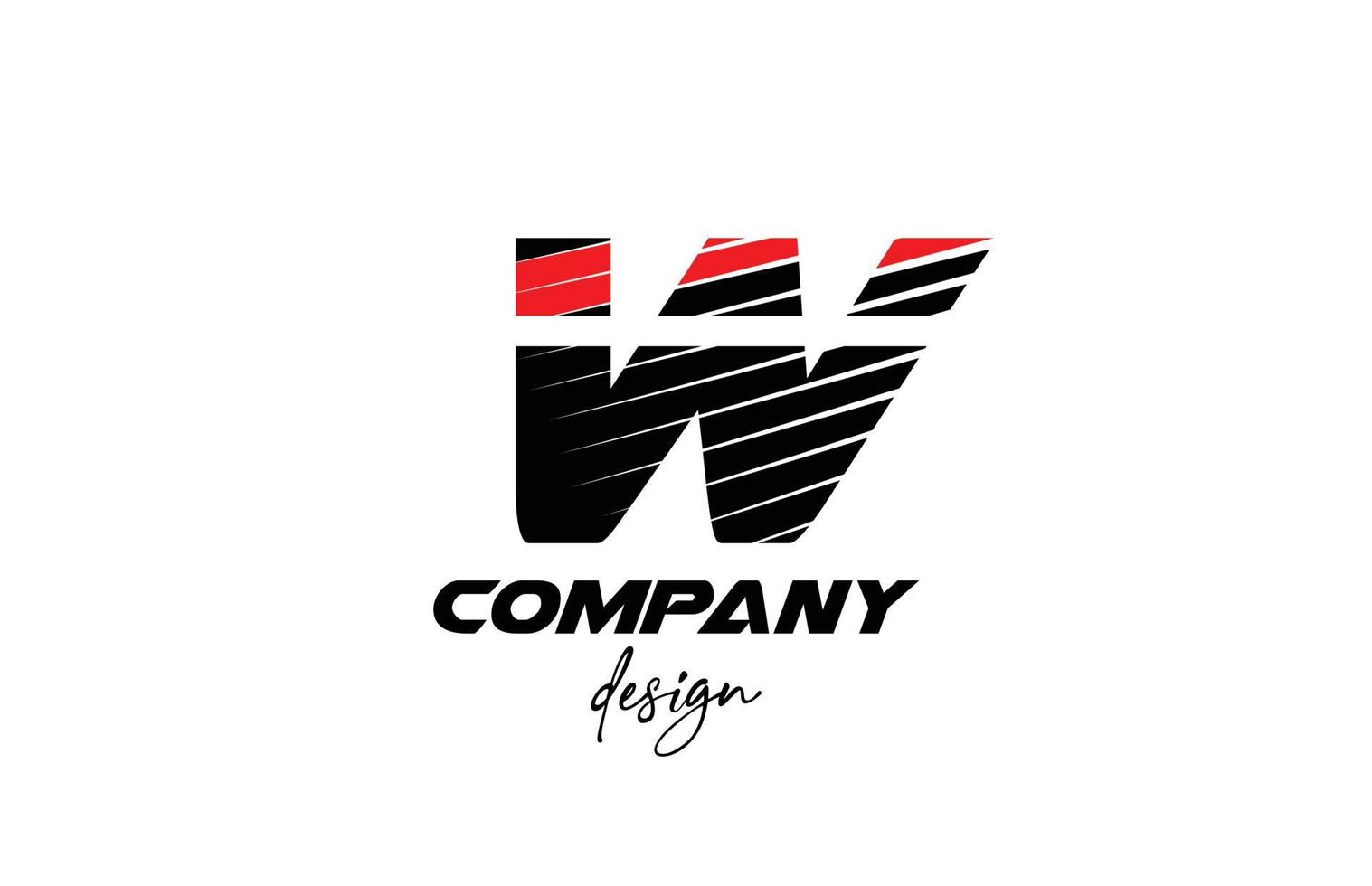 ícone do logotipo da letra do alfabeto w preto e vermelho. design criativo para empresa e negócios com estilo em negrito fatiado vetor