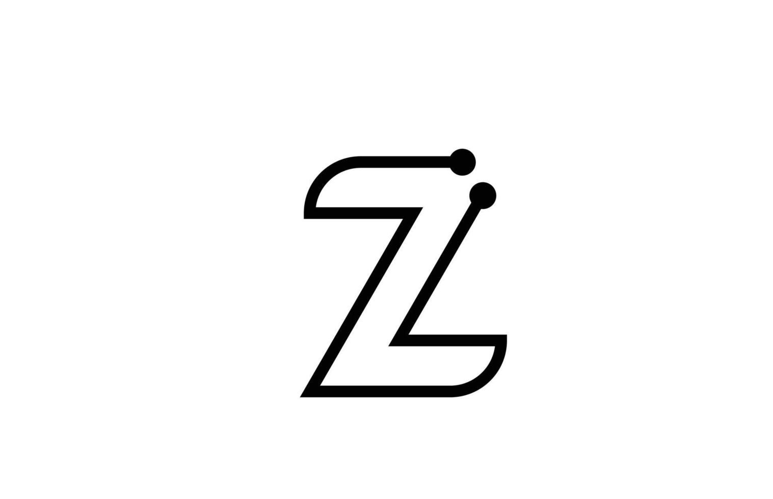 z line design de ícone de logotipo de letra de alfabeto preto e branco com ponto. modelo criativo para negócios e empresa vetor