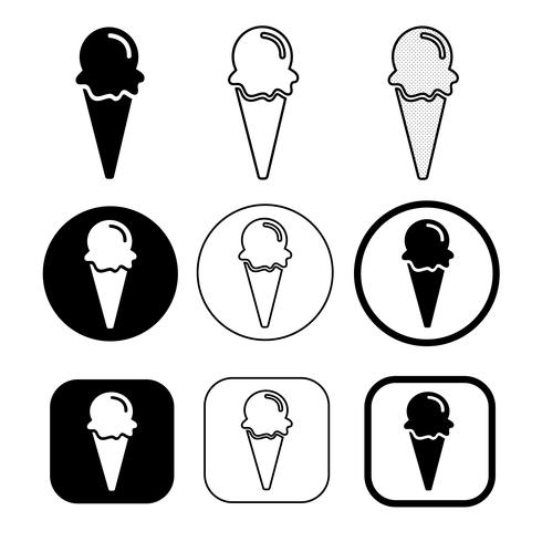 conjunto de sorvete simples ícone vetor