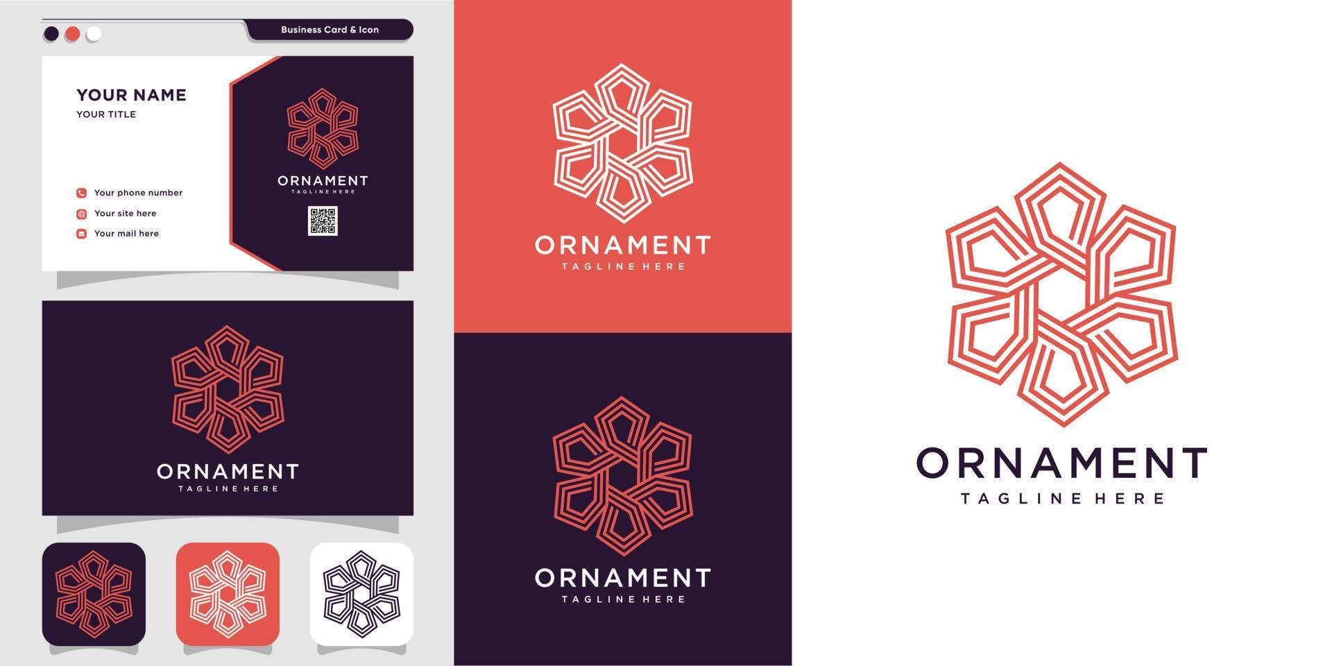 logotipo de ornamento com conceito de contorno e modelo de design de cartão de visita, contorno, arte de linha, ornamento, ícone premium vector