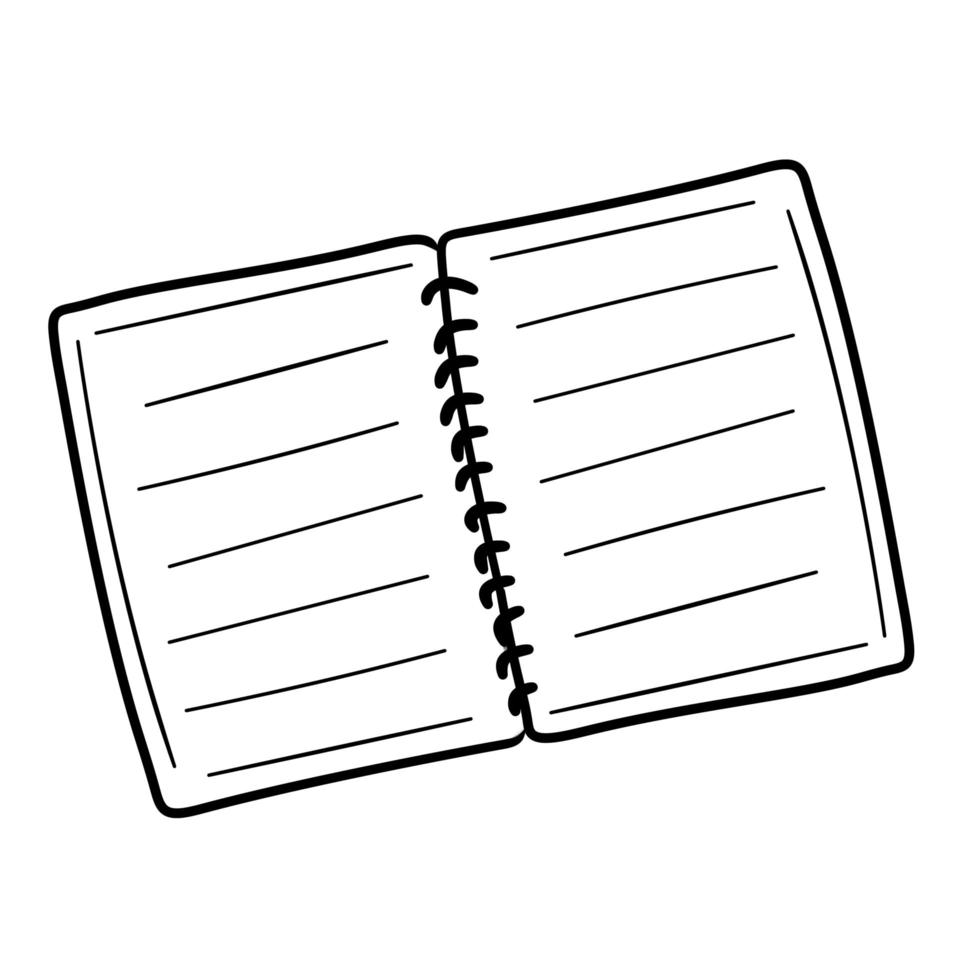 esboço do notebook com folha em branco. ilustração vetorial com bloco de notas desenhado à mão com página vetor