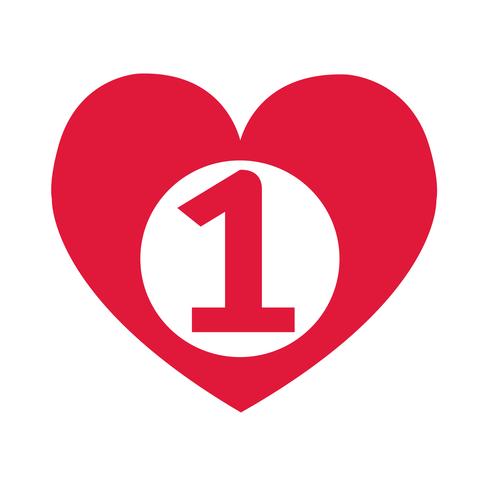 ícone de coração número um vetor
