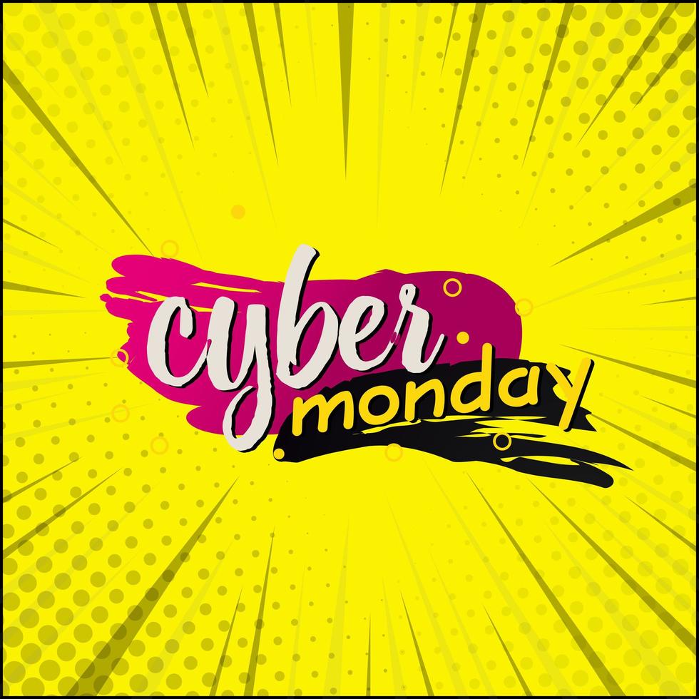 banner da web com zoom em quadrinhos, cartão de visita, modelo cyber segunda-feira - vetor