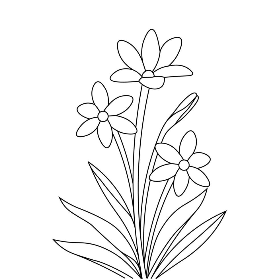 desenho de página para colorir de flores para livro de colorir vetor