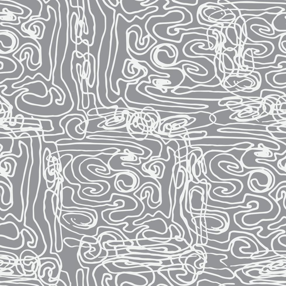 padrão de vetor sem costura com rabiscos abstratos em tons de cinza. pinceladas em redemoinho. rabiscos à mão livre, plano de fundo. pinceladas, manchas, linhas, padrão de rabisco.