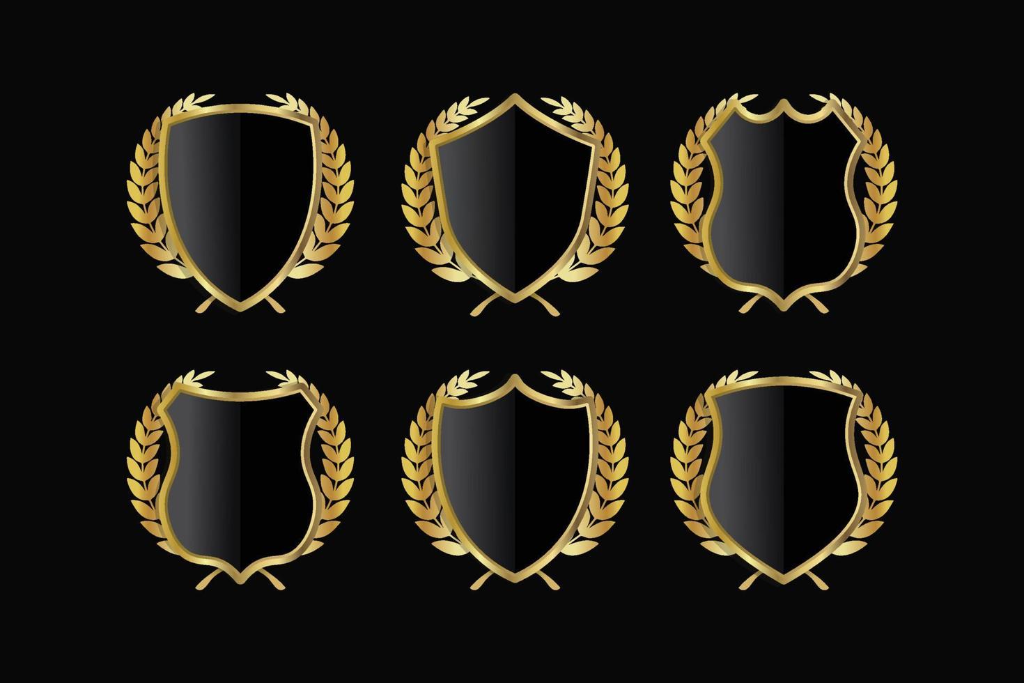 conjunto de ícones de vetor de escudo dourado. escudos de armadura dourada.
