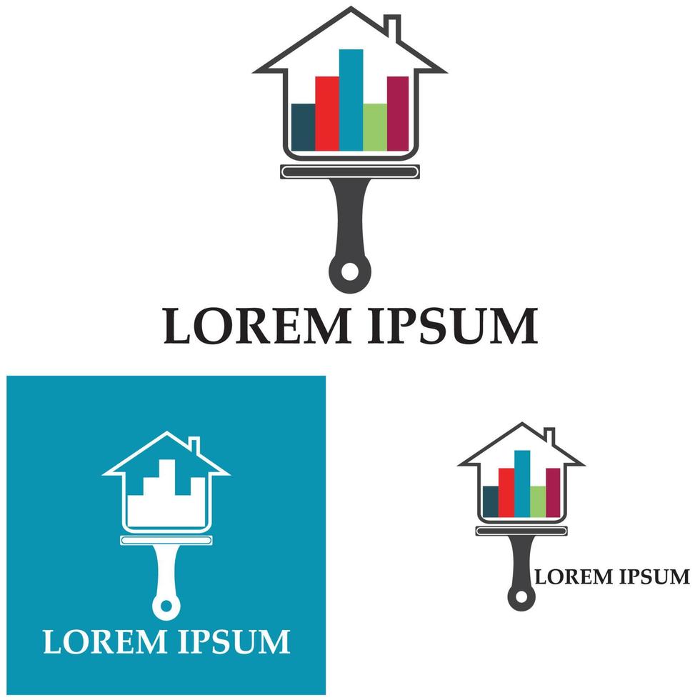 modelo de design de logotipo de ícone de vetor de serviço de pintura de casa colorida